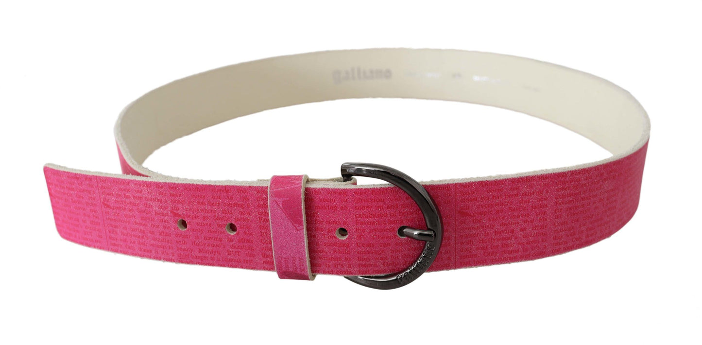 Cinturón John Galliano de cuero rosa con logo de letras y hebilla redonda