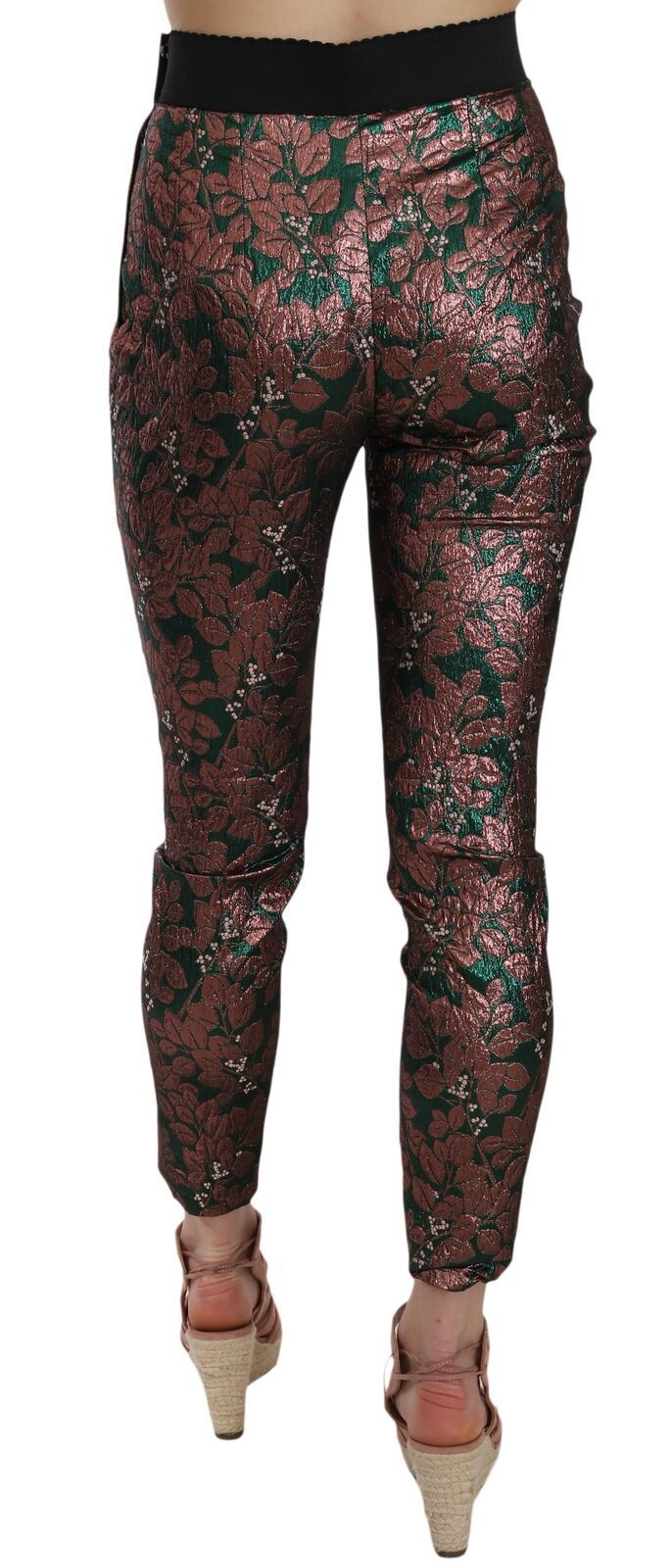 Pantalón cropped de brocado jacquard iridiscente multicolor Dolce & Gabbana