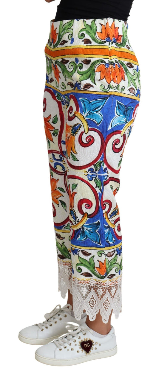 Pantalón Dolce & Gabbana de algodón con estampado multicolor de mayólica