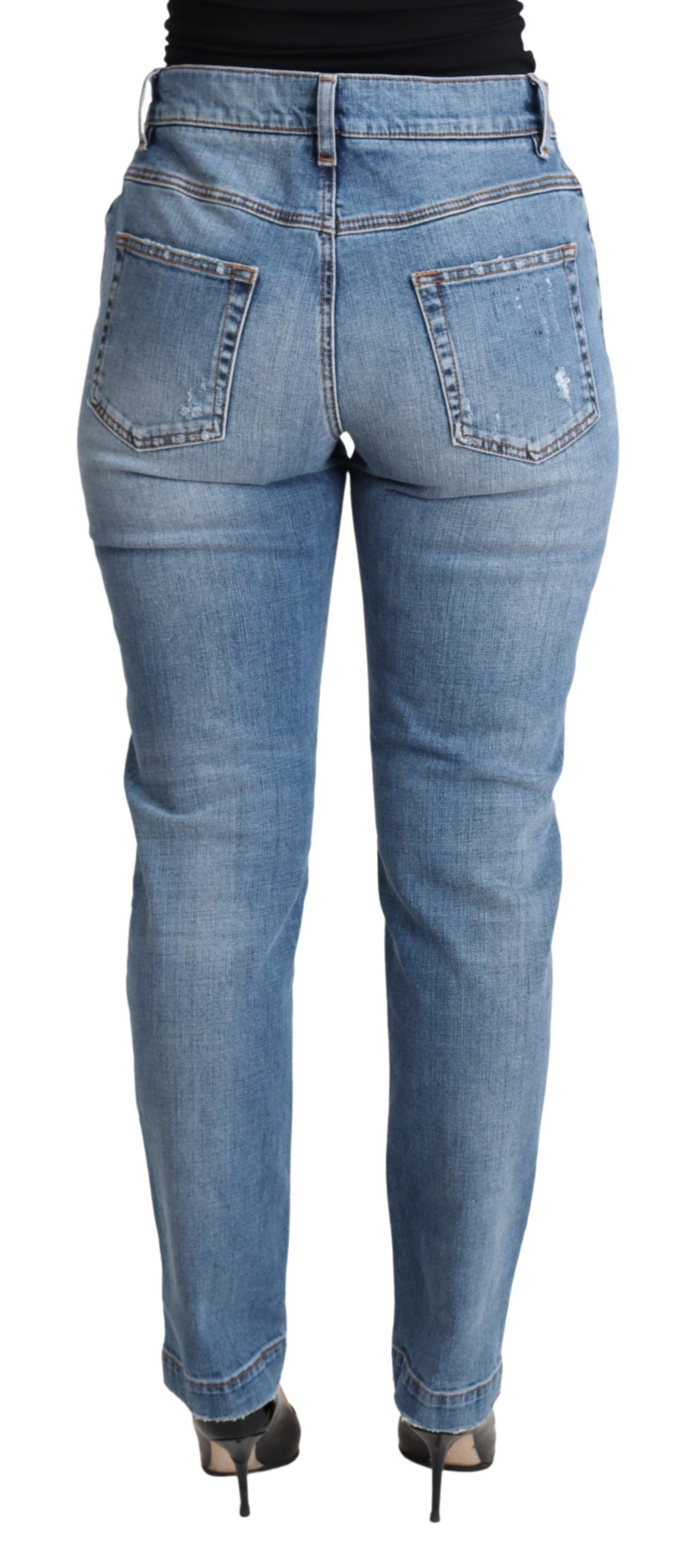 Vaqueros ajustados de mezcla de algodón, desgastados, azules, de Dolce & Gabbana
