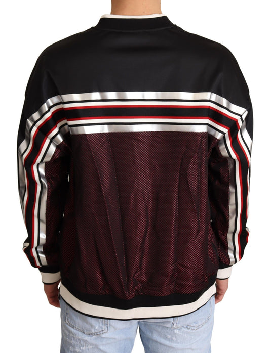 Dolce & Gabbana Suéter deportivo de malla negro y rojo con cuello redondo