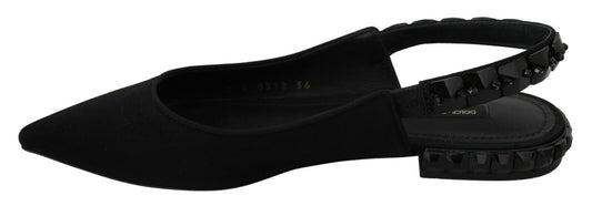 Zapatos planos negros destalonados de raso Dolce & Gabbana