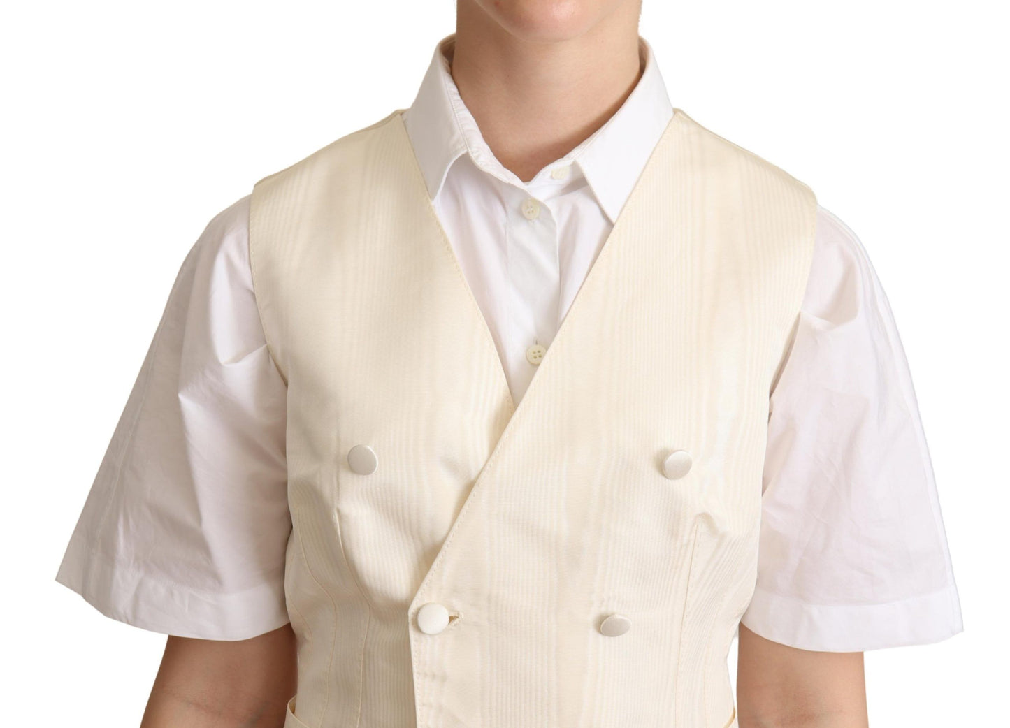 Chaleco sin mangas de seda beige Dolce & Gabbana