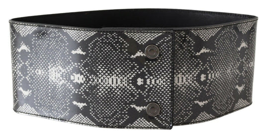 Cinturón ancho de piel de serpiente negro Ermanno Scervino
