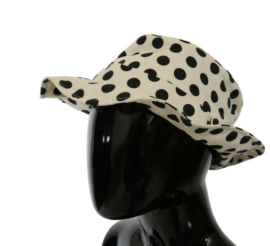 Sombrero trilby Dolce & Gabbana blanco 100% algodón con diseño de lunares