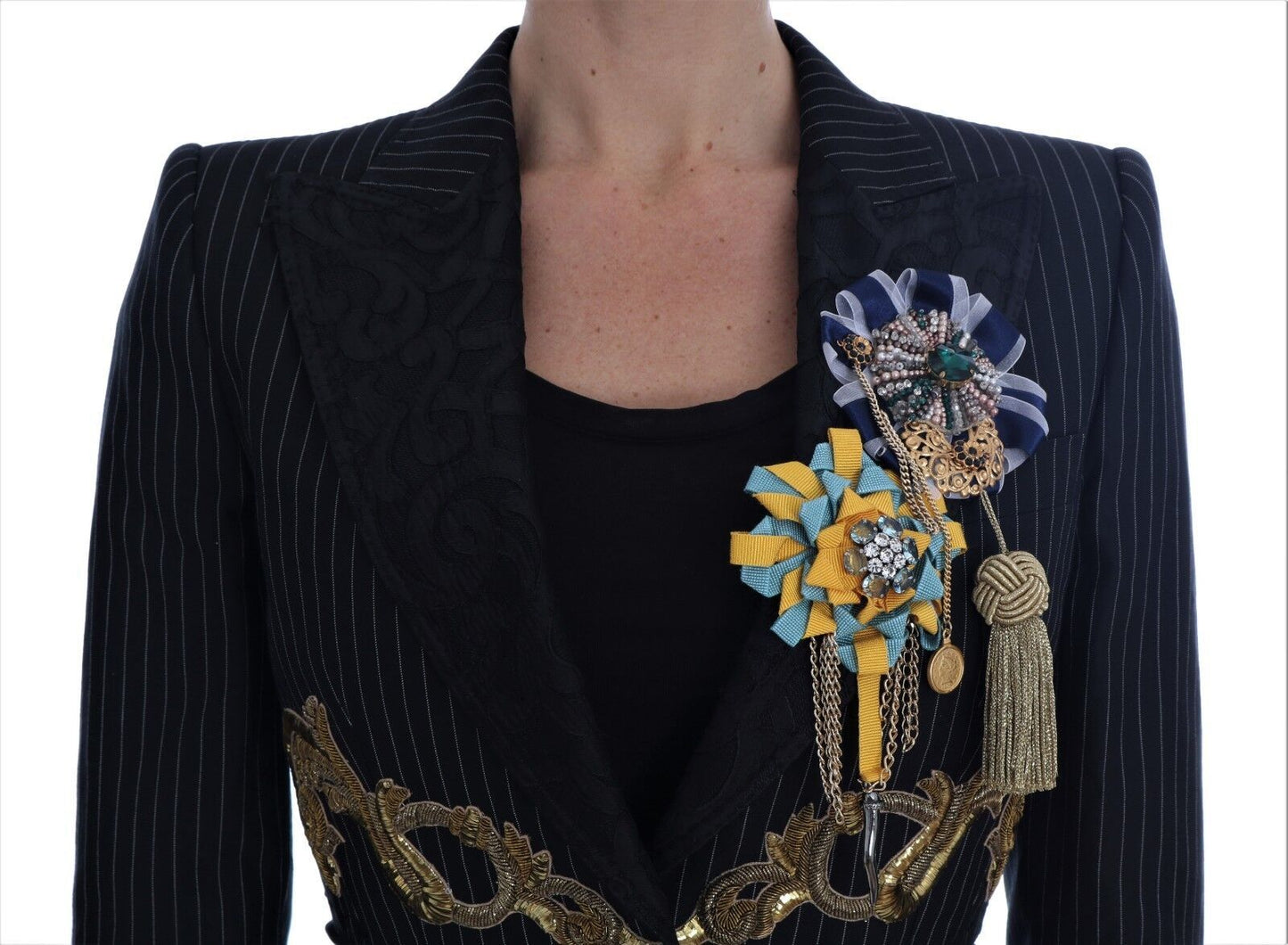 Chaqueta Blazer de Cuento de Hadas de Cristal Negro de Dolce & Gabbana