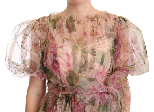 Vestido largo maxi con estampado floral multicolor de Dolce & Gabbana