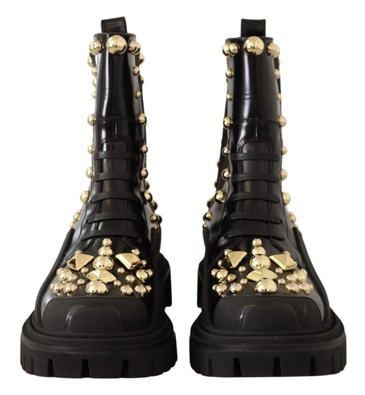 Botas de combate Dolce & Gabbana de cuero negro con tachuelas