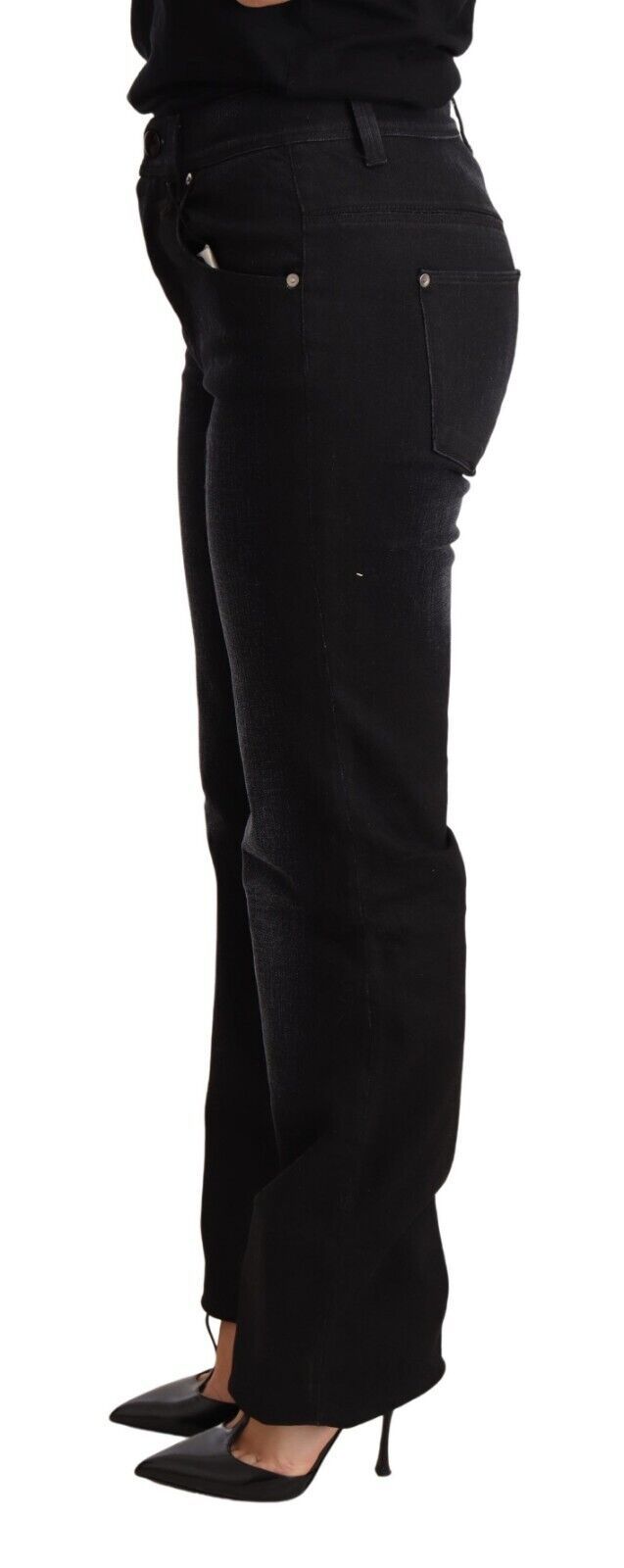 Vaquero recto Ermanno Scervino de denim de algodón lavado negro