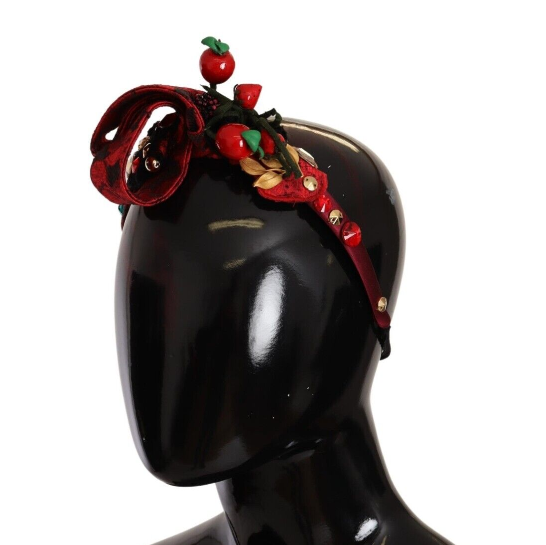 Diadema Dolce & Gabbana roja con lazo de cristales y bayas, diadema para el pelo
