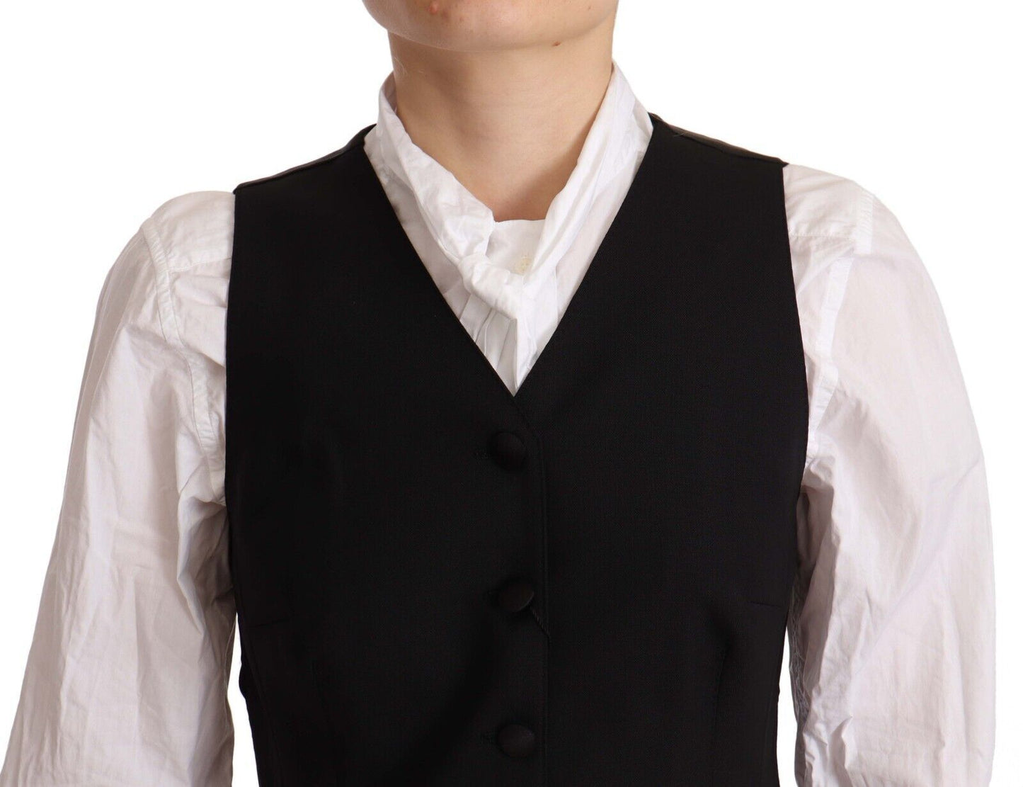 Chaleco sin mangas Dolce & Gabbana negro con botones y top de viscosa