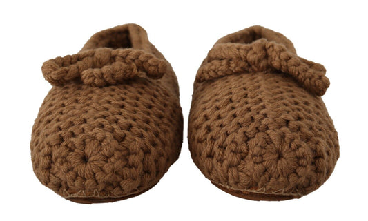 Zapatos Planos Bailarinas sin Cordones Dolce & Gabbana Marrones de Lana Tejida