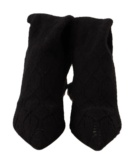 Zapatos botines Dolce & Gabbana negros elásticos hasta la rodilla