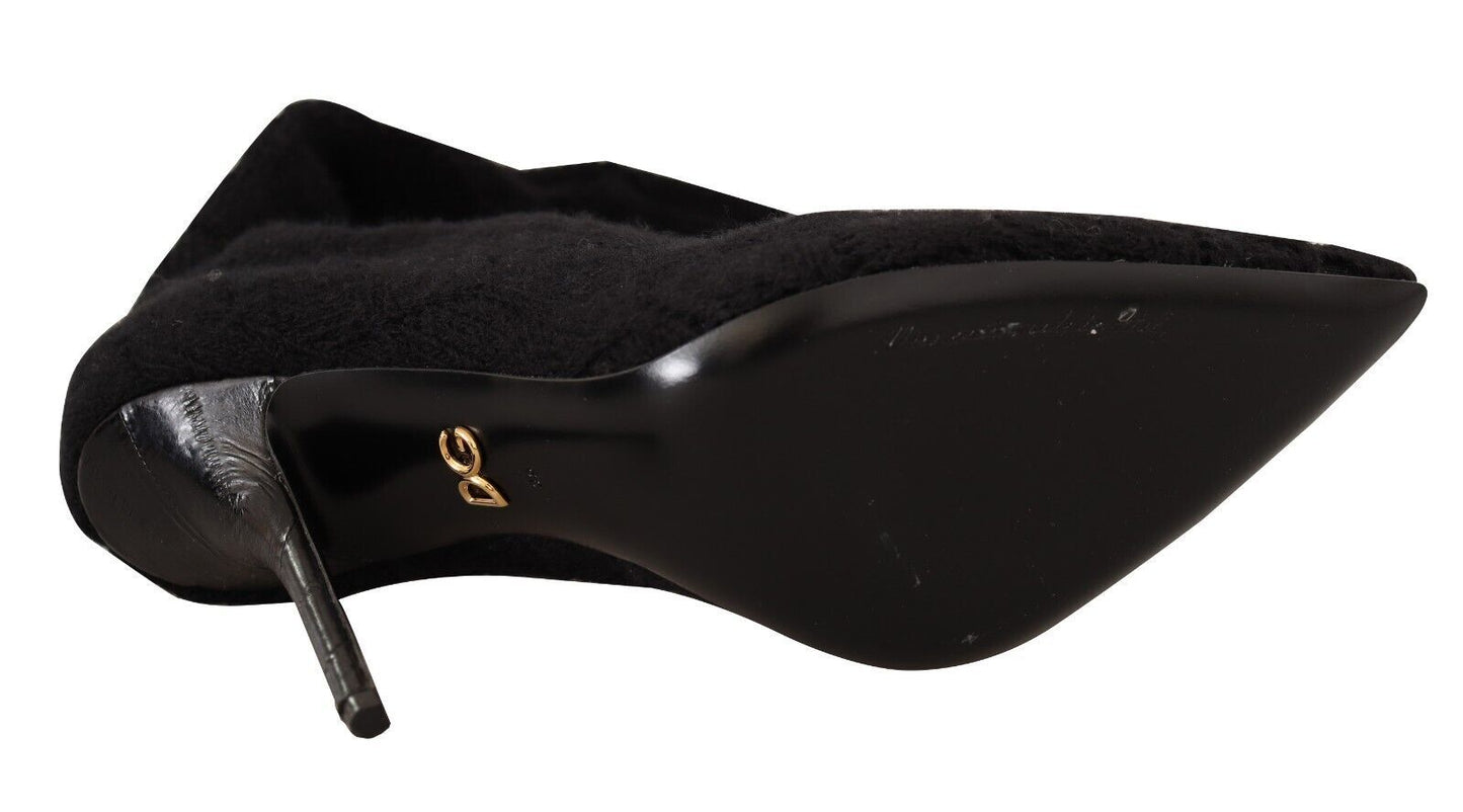 Zapatos botines Dolce & Gabbana negros elásticos hasta la rodilla