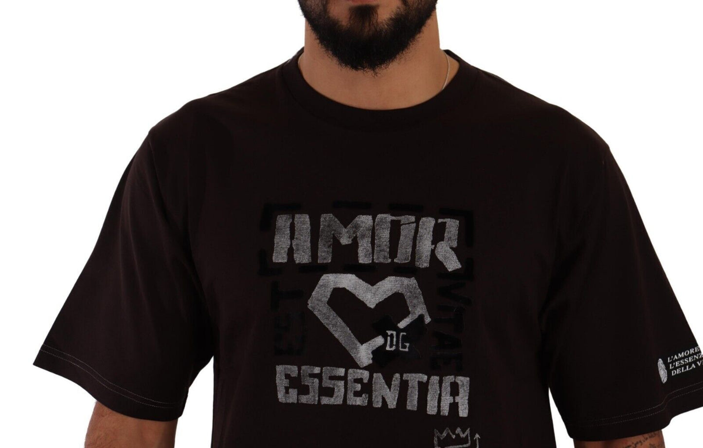 Camiseta de cuello redondo de algodón burdeos con estampado L'Amore de Dolce & Gabbana