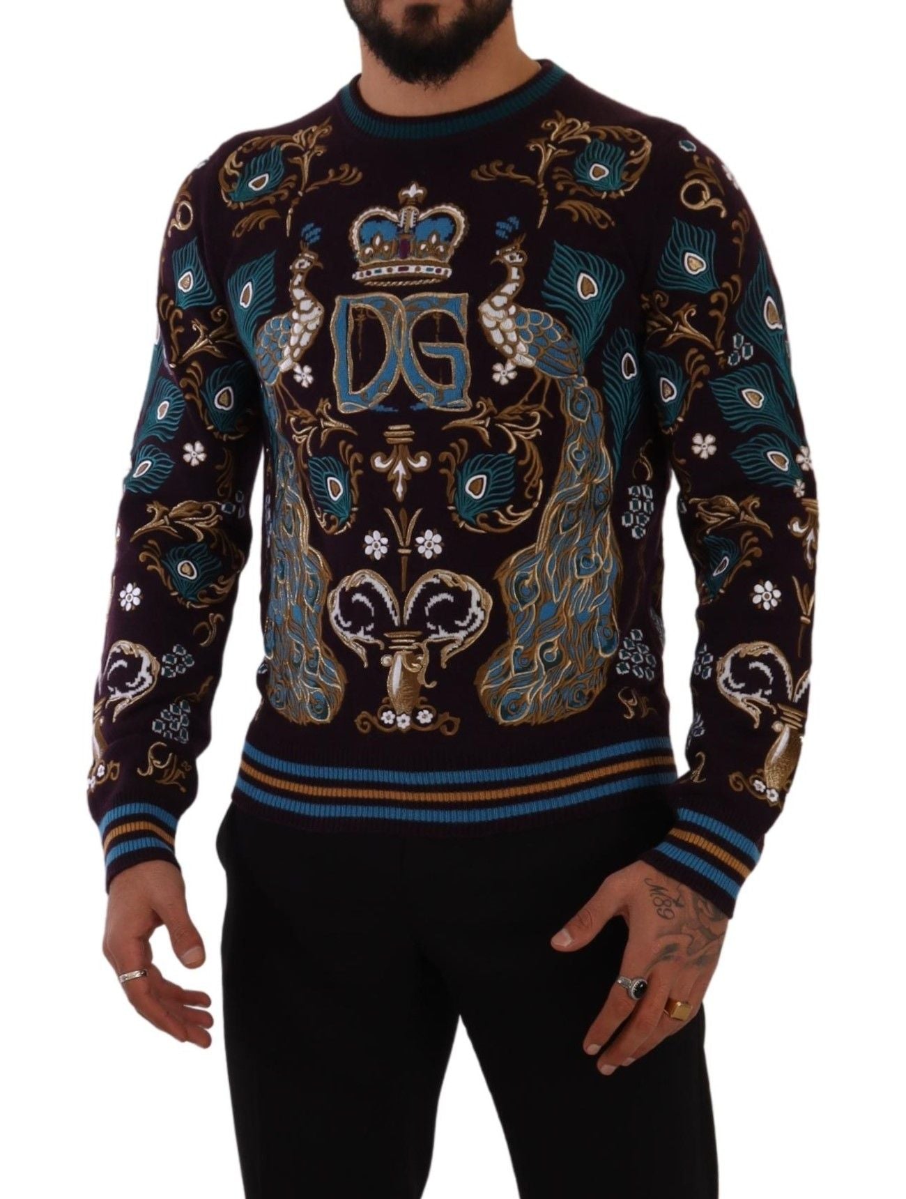 Suéter Dolce & Gabbana de cachemira burdeos con logo DG bordado