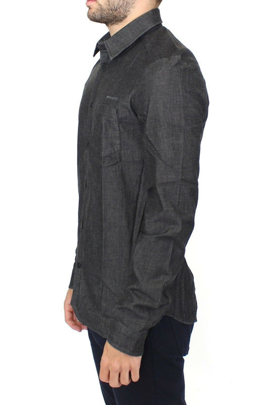 Ermanno Scervino Jeans de mezclilla Camisa elástica gris informal de algodón