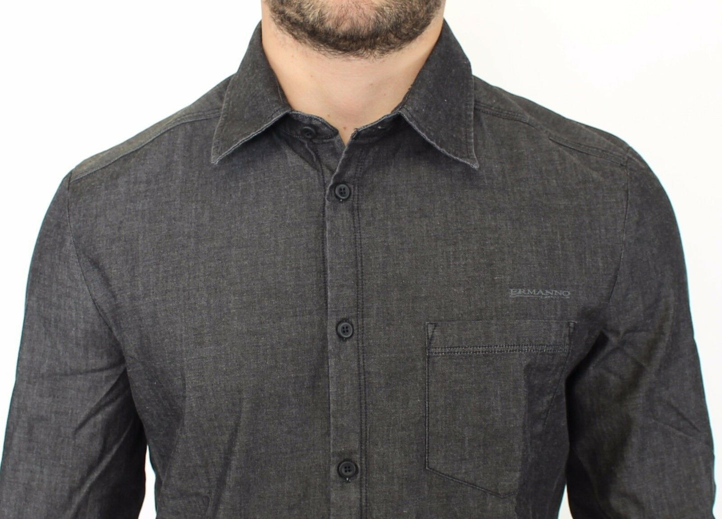 Ermanno Scervino Jeans de mezclilla Camisa elástica gris informal de algodón