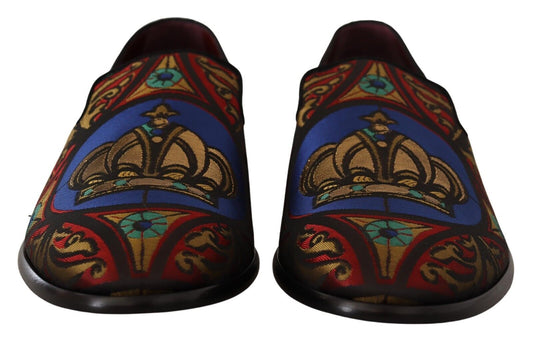 Zapatos tipo mocasín Dolce & Gabbana de jacquard multicolor con corona
