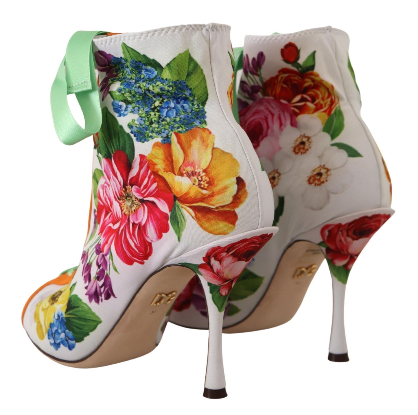 Zapatos de tacón Dolce & Gabbana de punto elástico blanco con puntera abierta