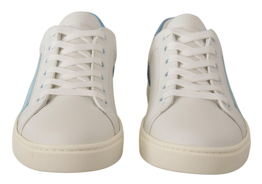 Dolce & Gabbana Zapatillas Bajas de Cuero Blancas y Azules