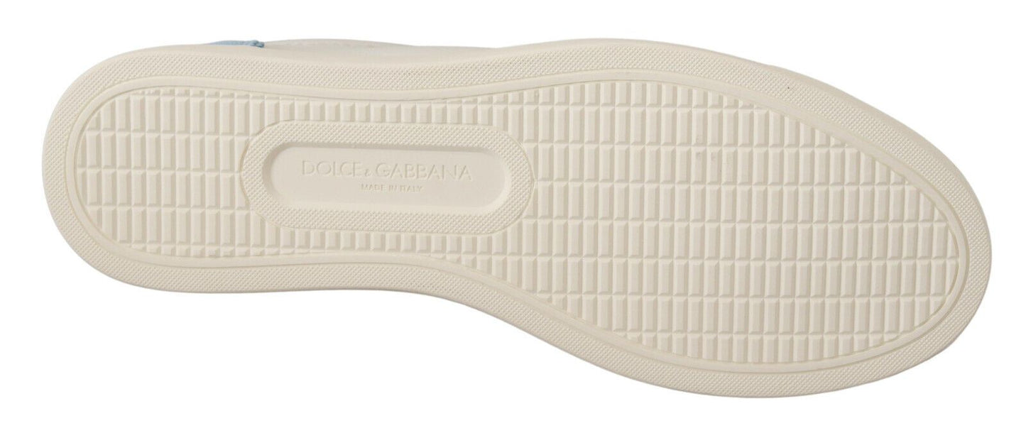Dolce & Gabbana Zapatillas Bajas de Cuero Blancas y Azules