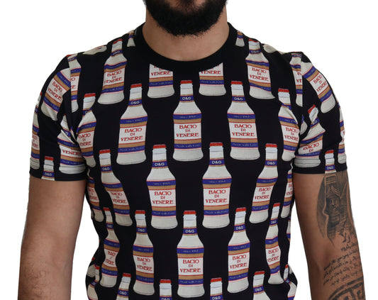 Dolce & Gabbana Camiseta de algodón con cuello redondo Bacio Di Venere negra