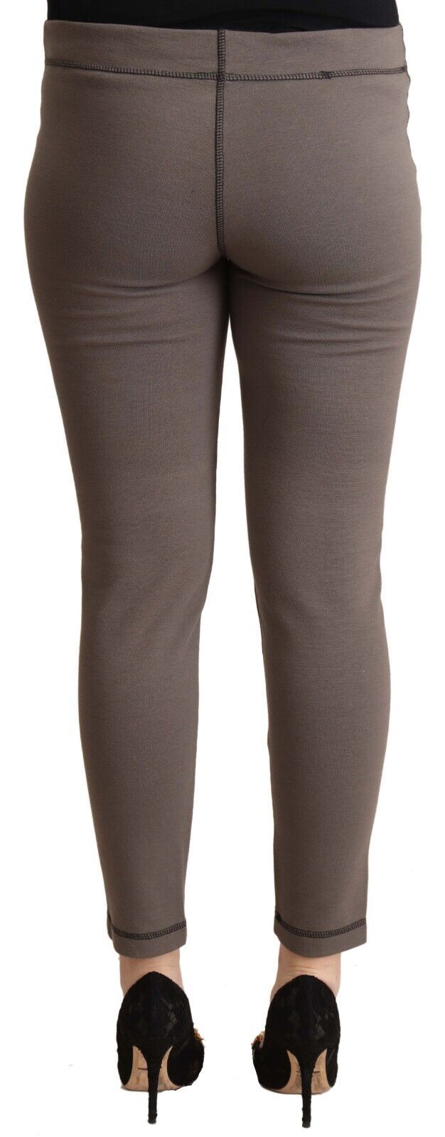 Pantalones Capris Ajustados de Algodón Gris de Talle Medio Elásticos John Galliano