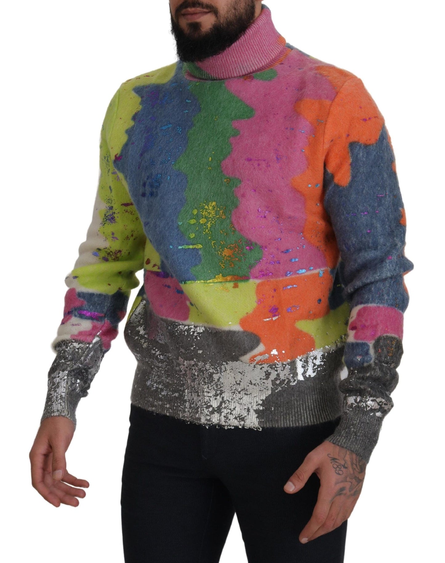 Jersey de cuello vuelto multicolor de mohair Dolce & Gabbana