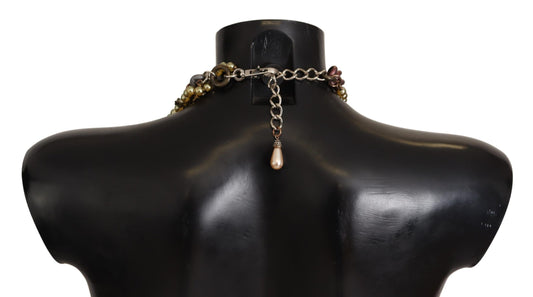 Collar llamativo Dolce & Gabbana Sicilia floral de cristal y latón dorado