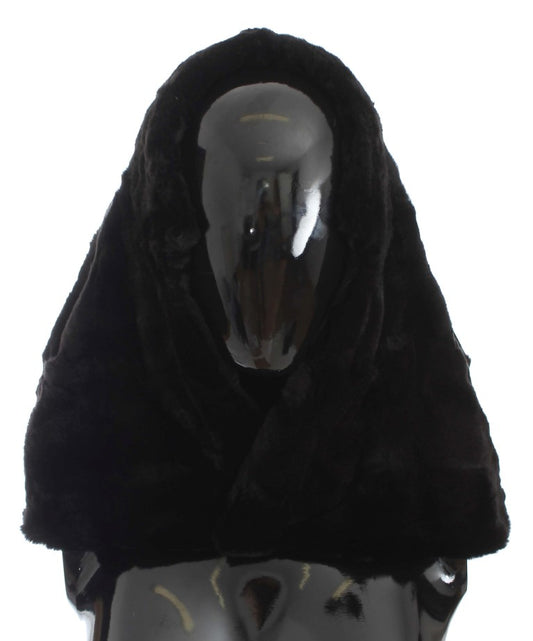 Gorro bufanda de ganchillo de piel de visón negra Dolce & Gabbana