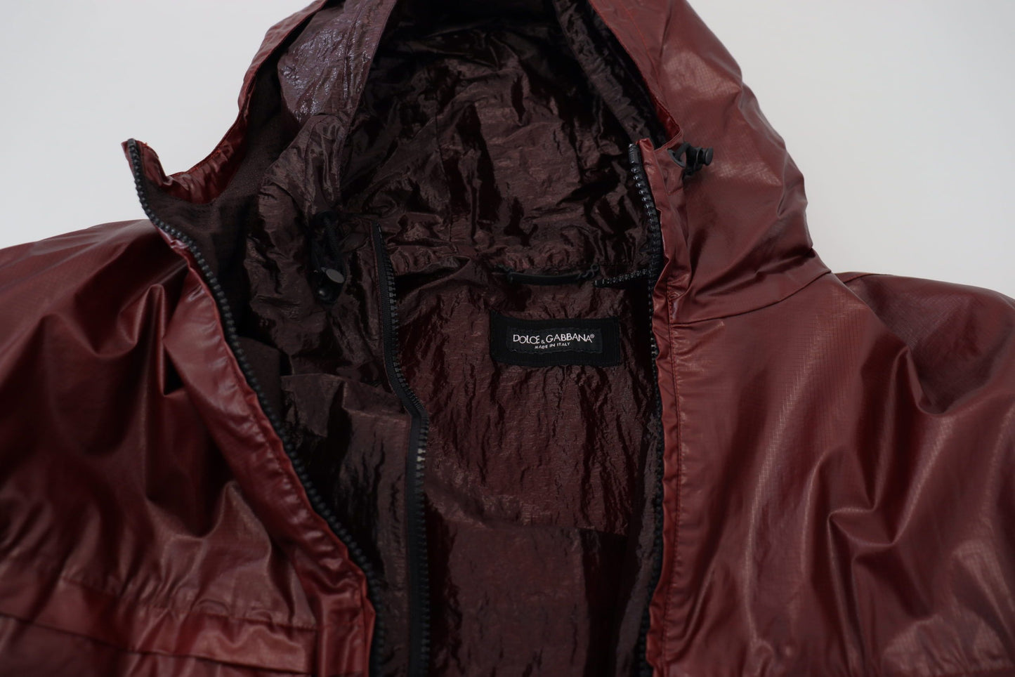 Chaqueta Dolce & Gabbana de algodón burdeos con capucha y cremallera completa