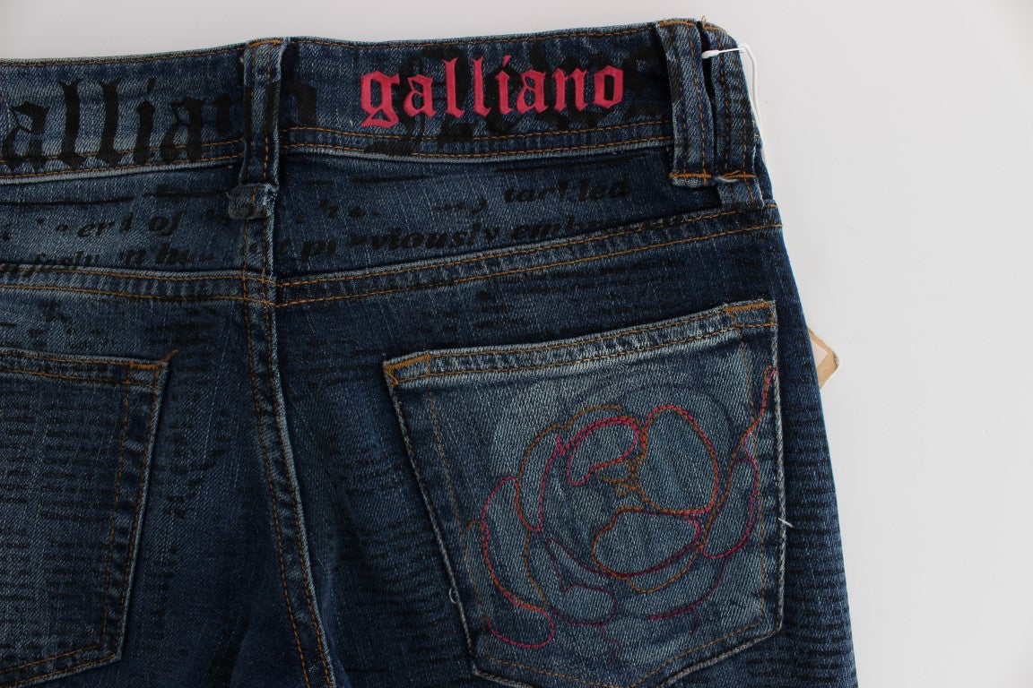 John Galliano Jeans Bootcut de Corte Ajustado de Mezcla de Algodón Azul Lavado
