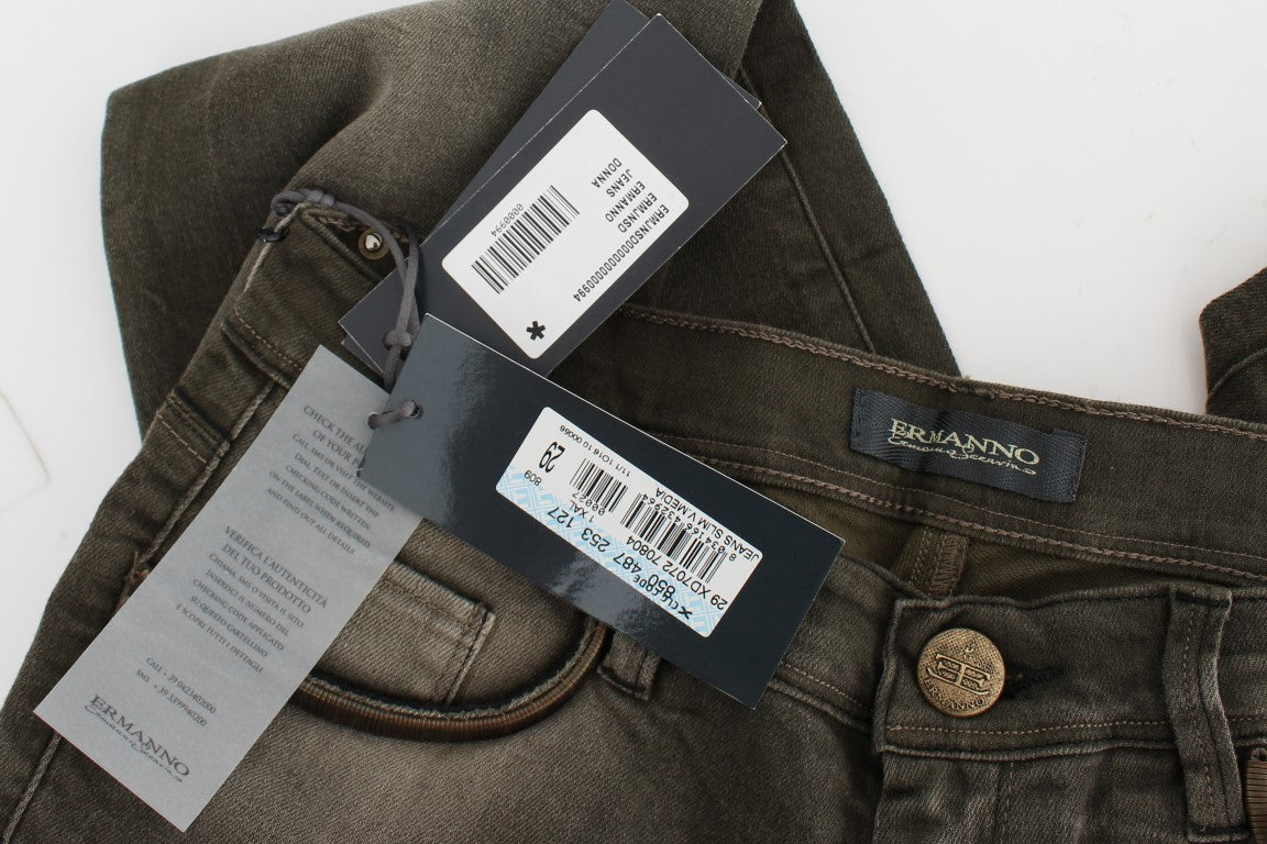 Vaqueros pitillo Ermanno Scervino de mezcla de algodón gris lavado