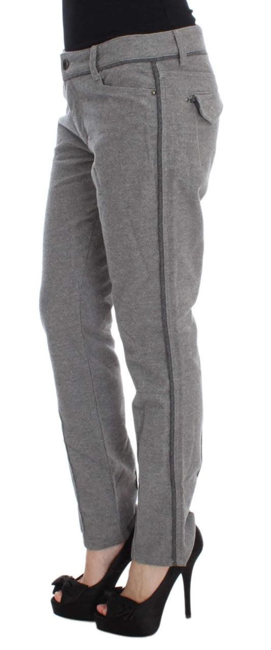 Ermanno Scervino Pantalones Casuales Grises de Algodón de Corte Recto