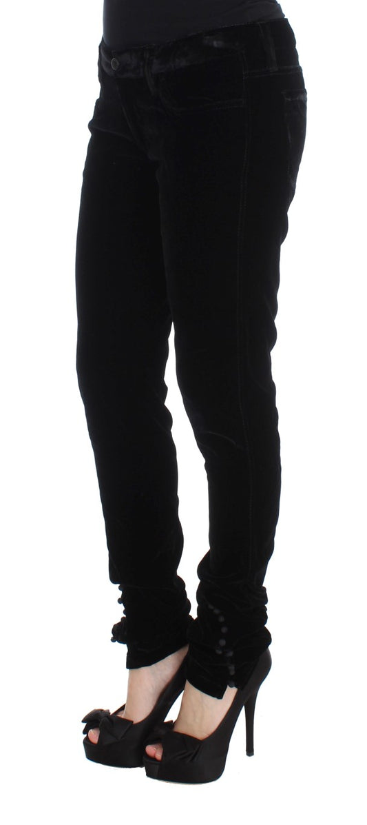Pantalones ajustados de terciopelo negro de mezcla de viscosa de Ermanno Scervino