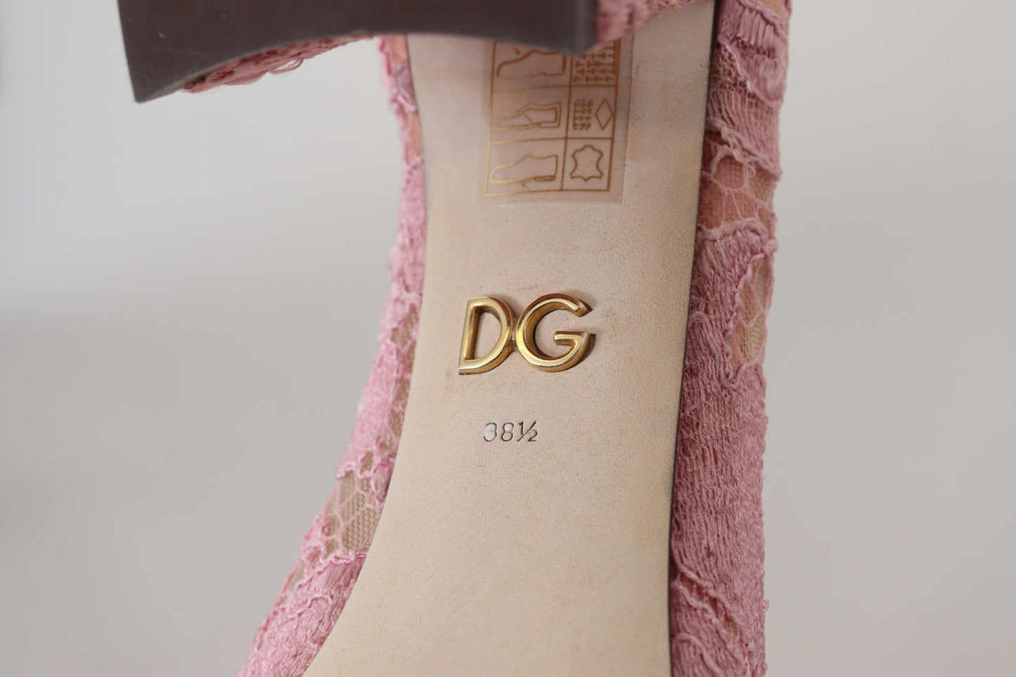 Zapatos de tacón Dolce & Gabbana de encaje Taormina rosa con cristales