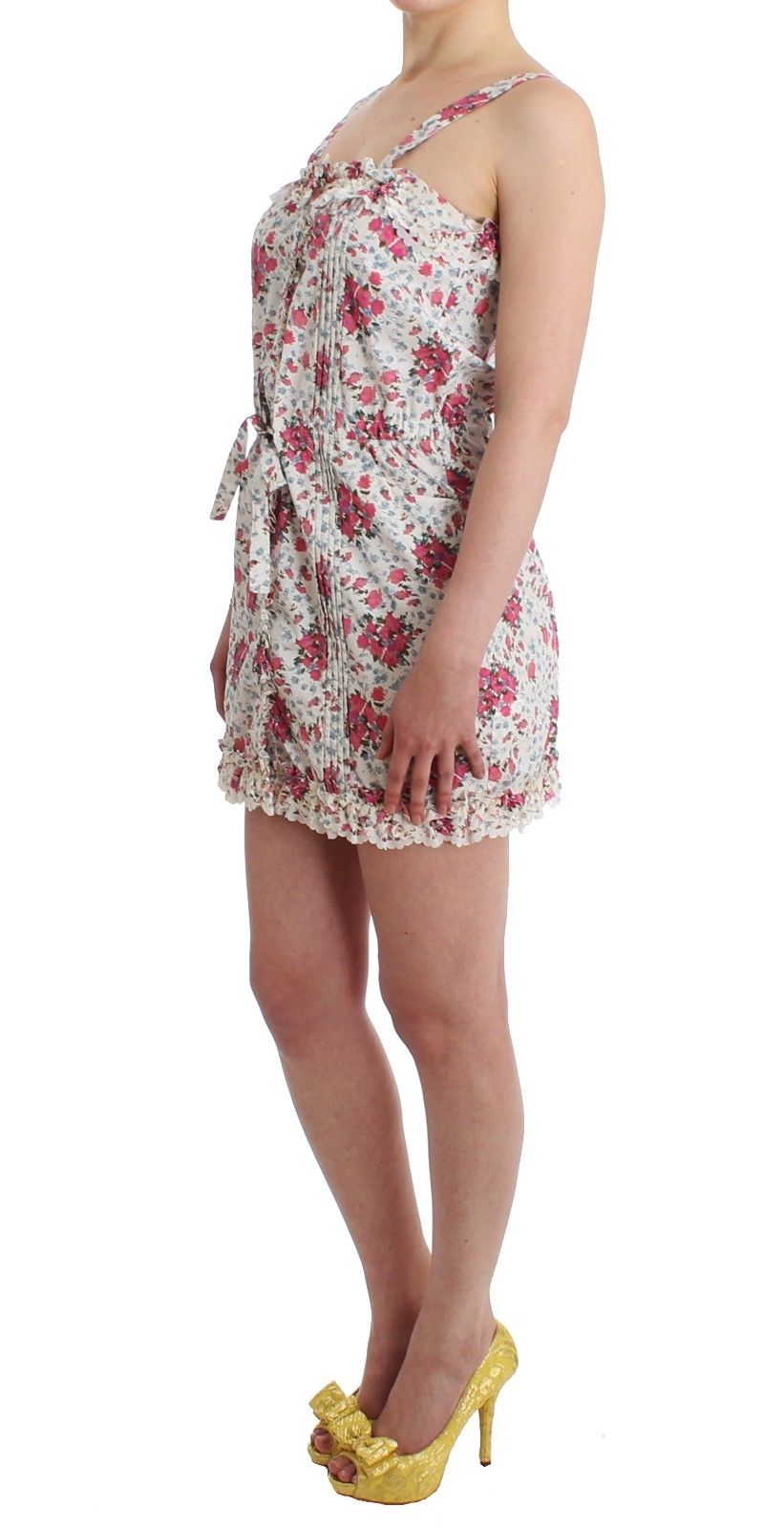 Minivestido de playa corto con estampado floral rosa Ermanno Scervino Beachwear