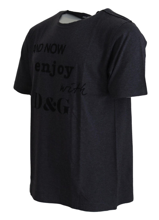 Camiseta de manga corta de algodón gris con cuello redondo de Dolce & Gabbana