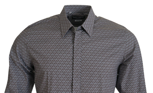 Camisa de vestir formal ajustada GOLD gris marrón Dolce & Gabbana