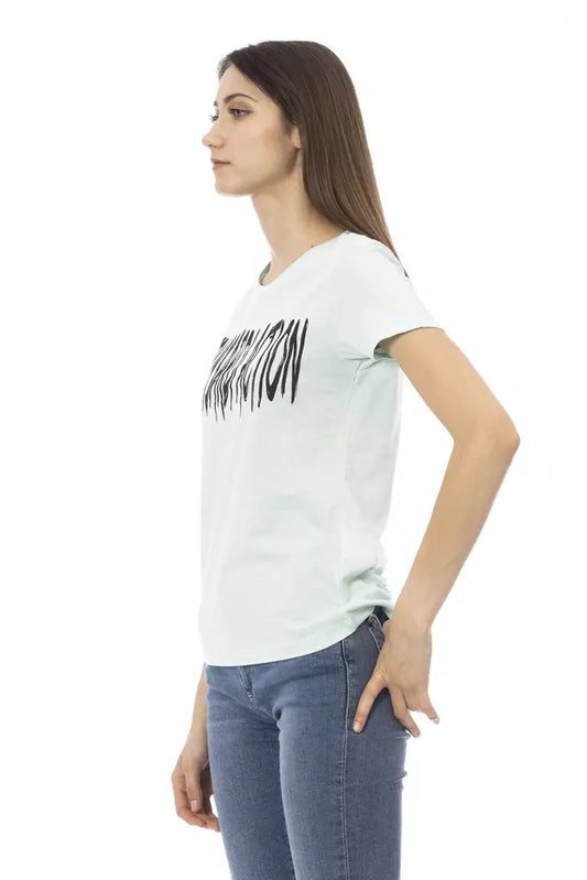 Camiseta de mujer de algodón azul claro Trussardi Action