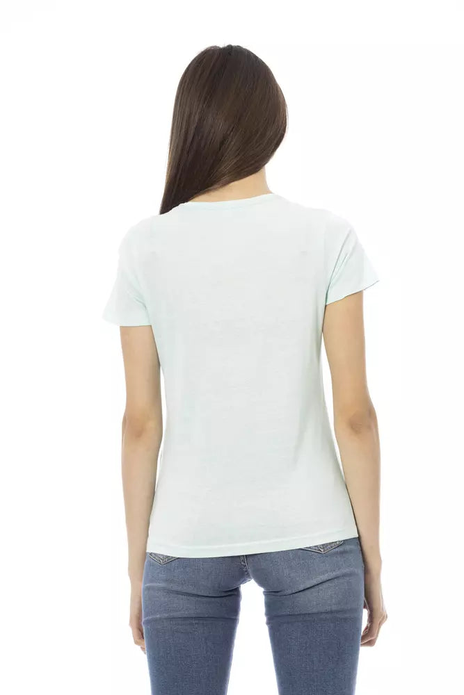 Camiseta de mujer de algodón azul claro Trussardi Action