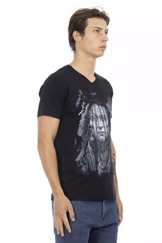 Camiseta Negra de Algodón Trussardi Action para Hombre