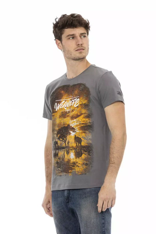 Camiseta de hombre de algodón gris Trussardi Action
