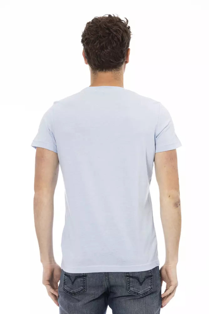 Trussardi Action Camiseta de algodón azul claro para hombre