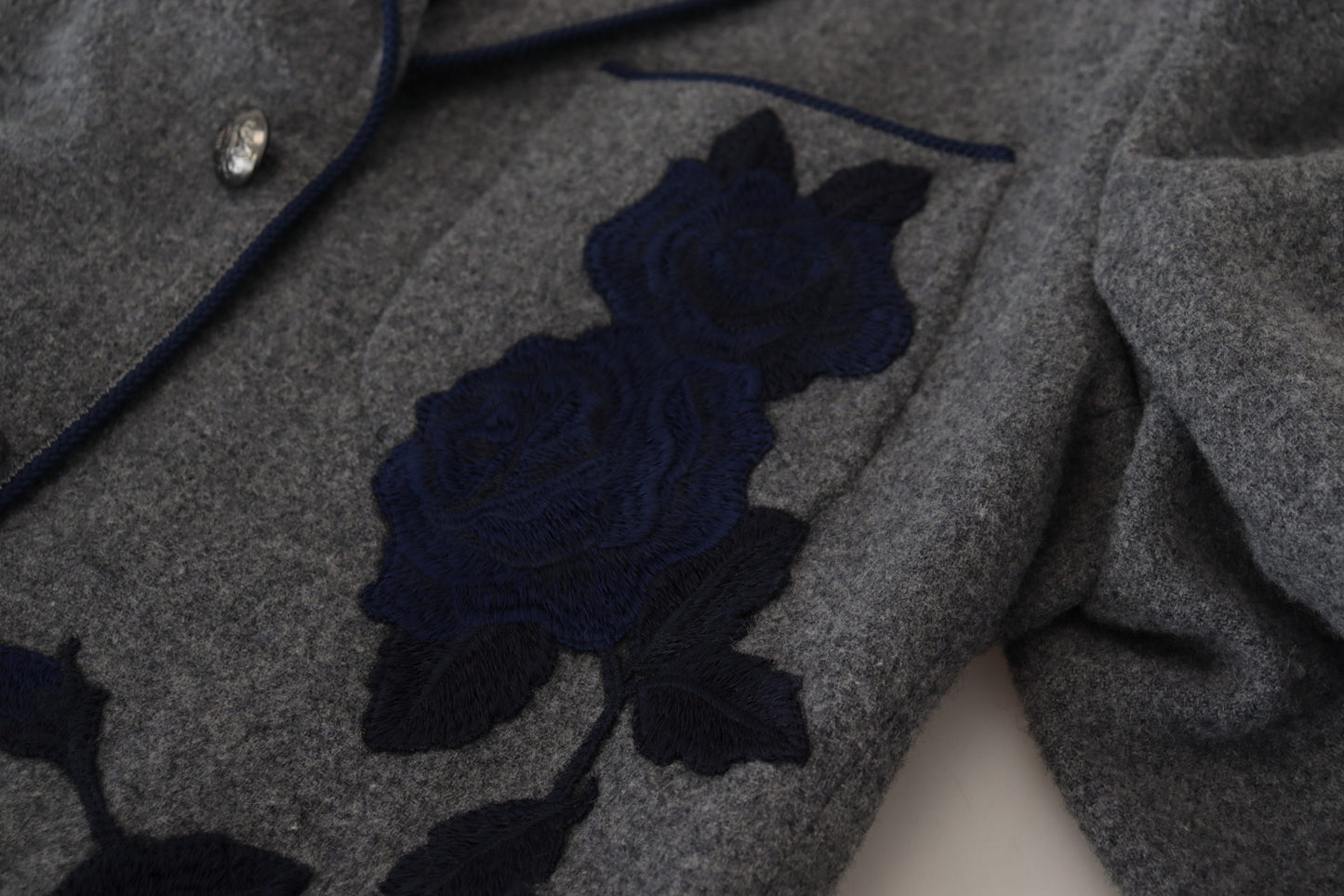 Chaqueta Blazer Dolce & Gabbana de Lana Gris con Rosas de Corte Entallado