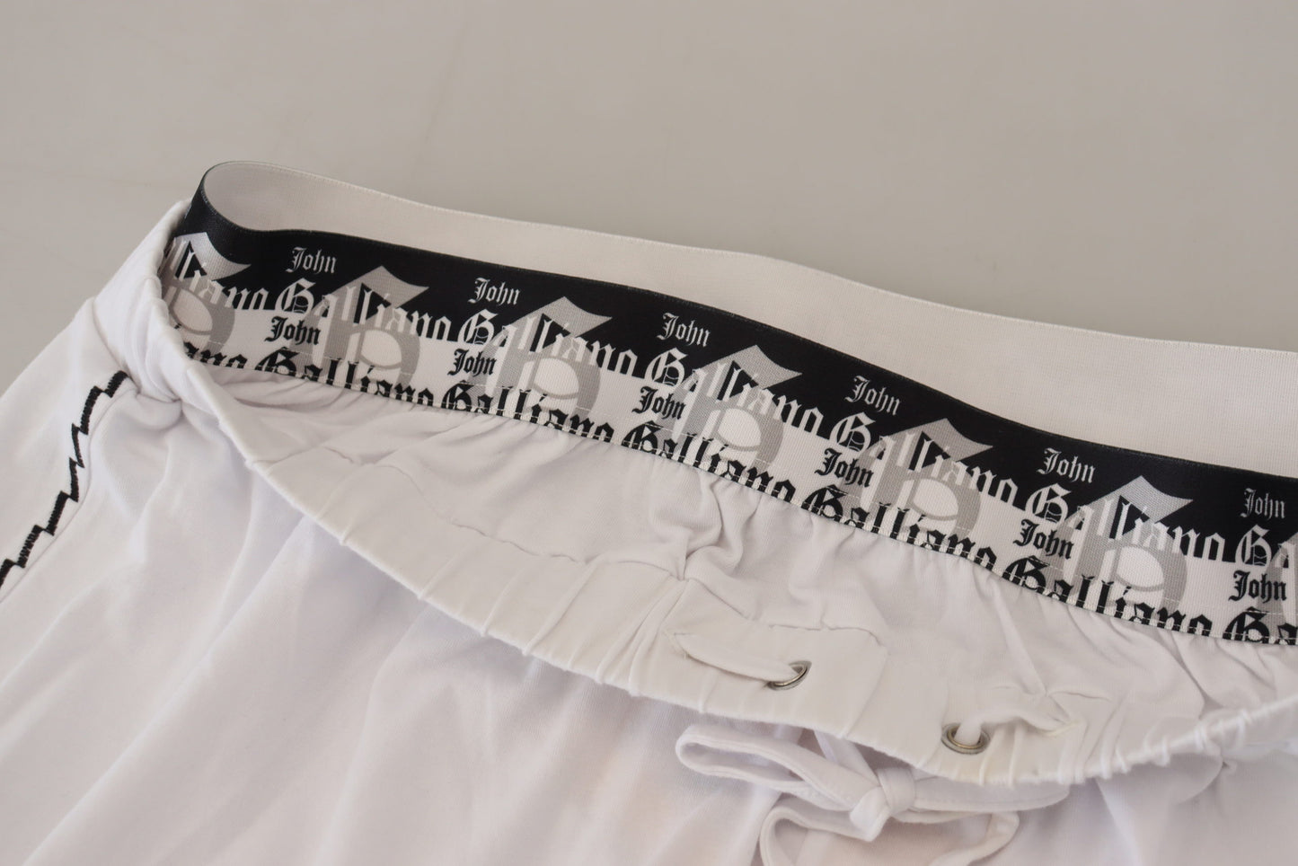 Pantalones holgados de algodón blanco con logo para hombre John Galliano