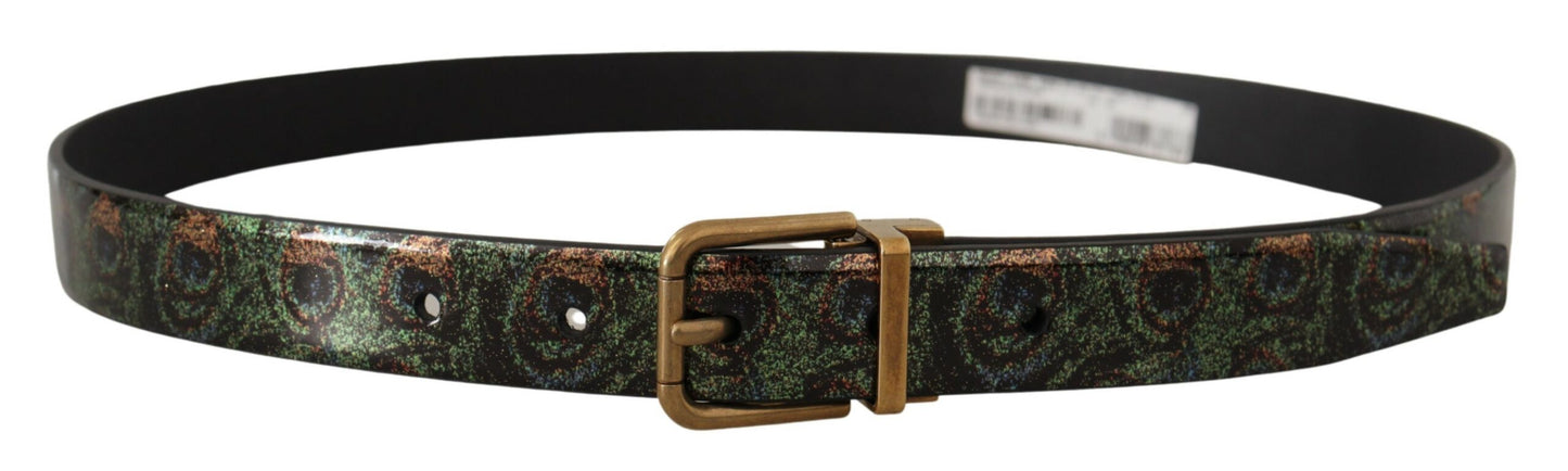 Cinturón Dolce & Gabbana de metal bronce Pavone de piel multicolor charol