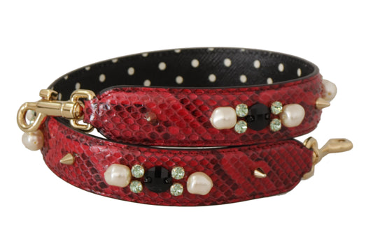 Correa de hombro Dolce & Gabbana de cuero exótico rojo con cristales