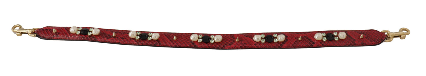Correa de hombro Dolce & Gabbana de cuero exótico rojo con cristales